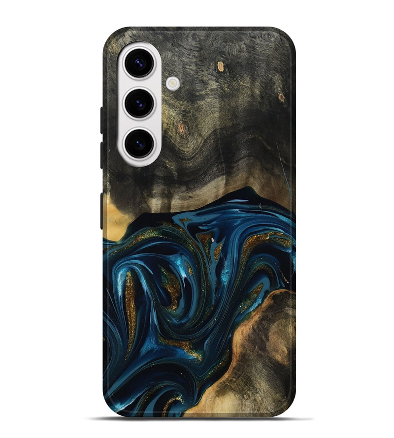 Galaxy S25 Plus Wood Live Edge Phone Case - Dakari (Teal & Gold, 817008)