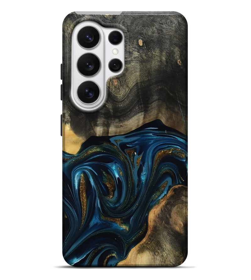 Galaxy S26 Ultra Wood Live Edge Phone Case - Dakari (Teal & Gold, 817008)