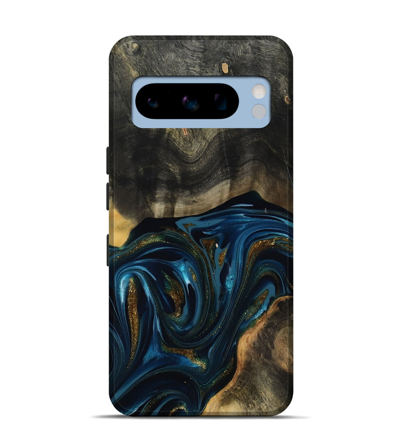 Pixel 8 Pro Wood Live Edge Phone Case - Dakari (Teal & Gold, 817008)