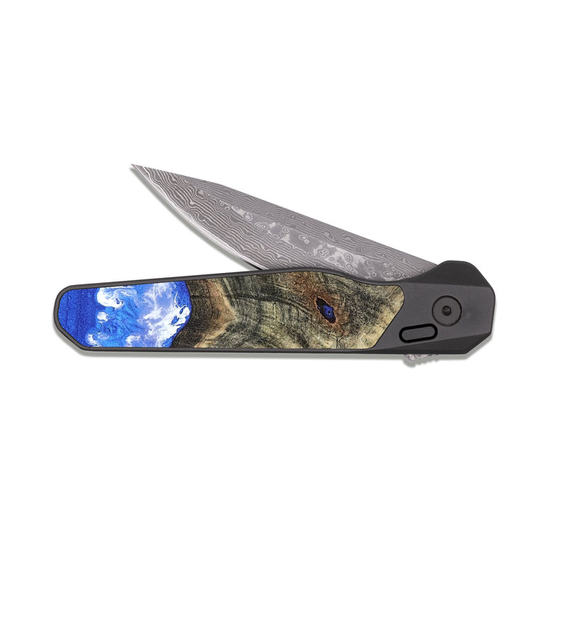 EDC Dark Damascus Wood Pocket Knife - Shamika (Coastal, 817019)