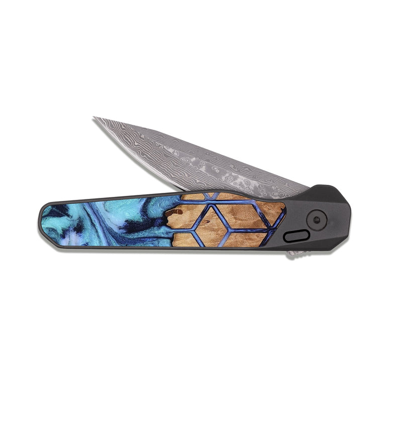 EDC Dark Damascus Wood Pocket Knife - Xena (Pattern, 817031)