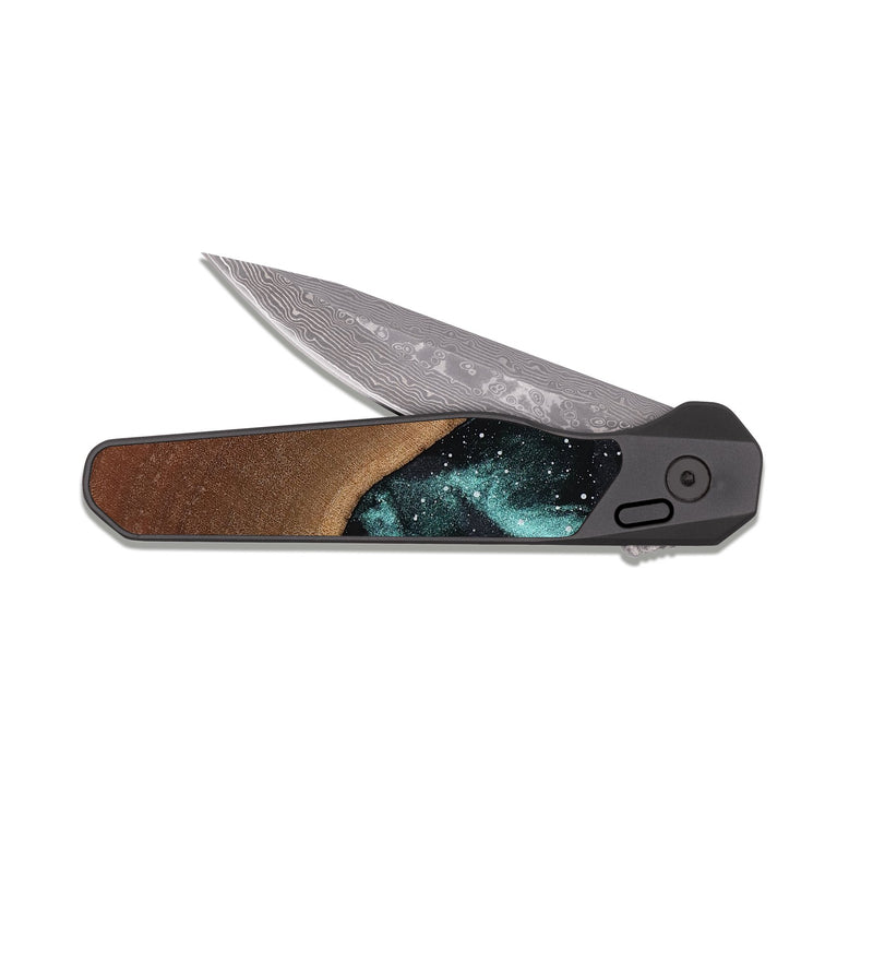 EDC Dark Damascus Wood Pocket Knife - Clora (Cosmos, 817069)