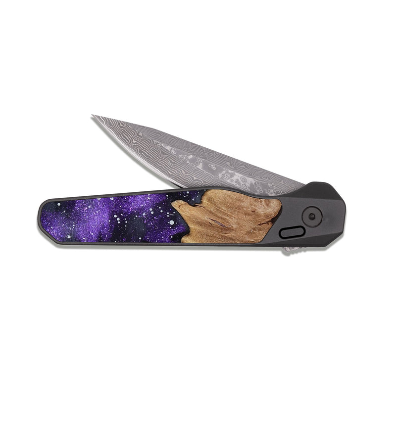 EDC Dark Damascus Wood Pocket Knife - Delano (Cosmos, 817081)