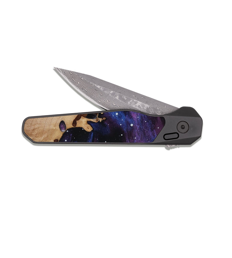 EDC Dark Damascus Wood Pocket Knife - Cleve (Cosmos, 817083)