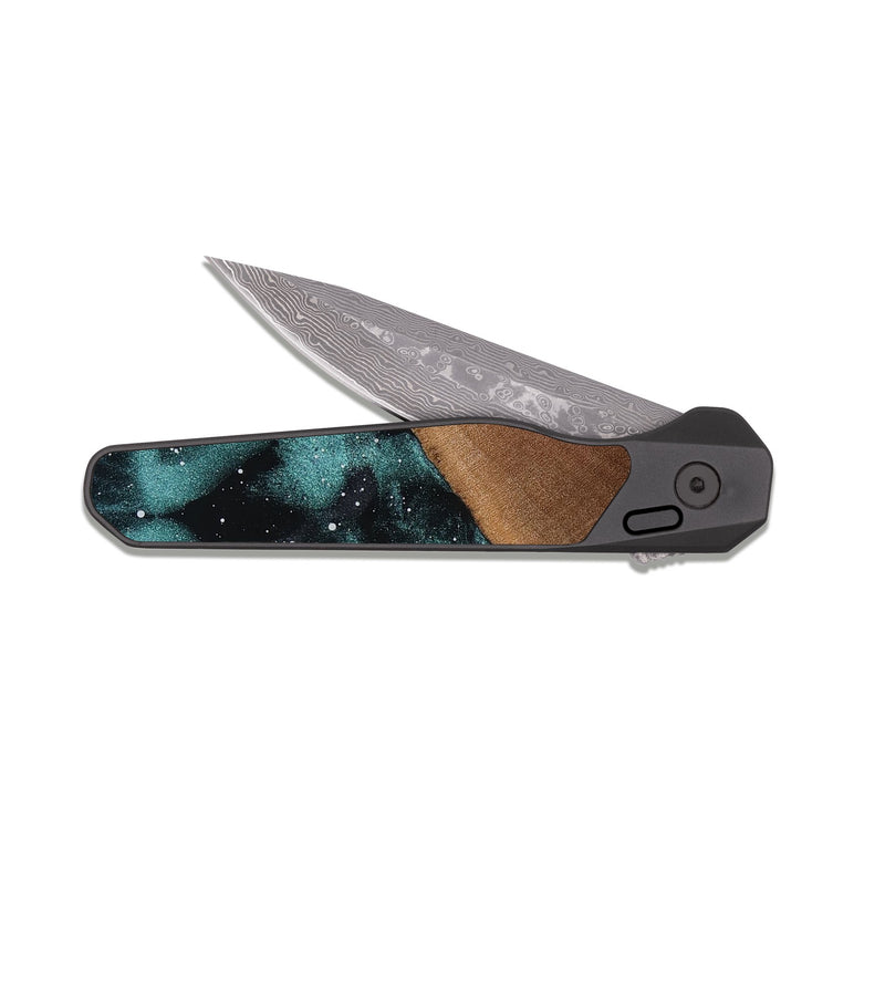 EDC Dark Damascus Wood Pocket Knife - Moriah (Cosmos, 817099)
