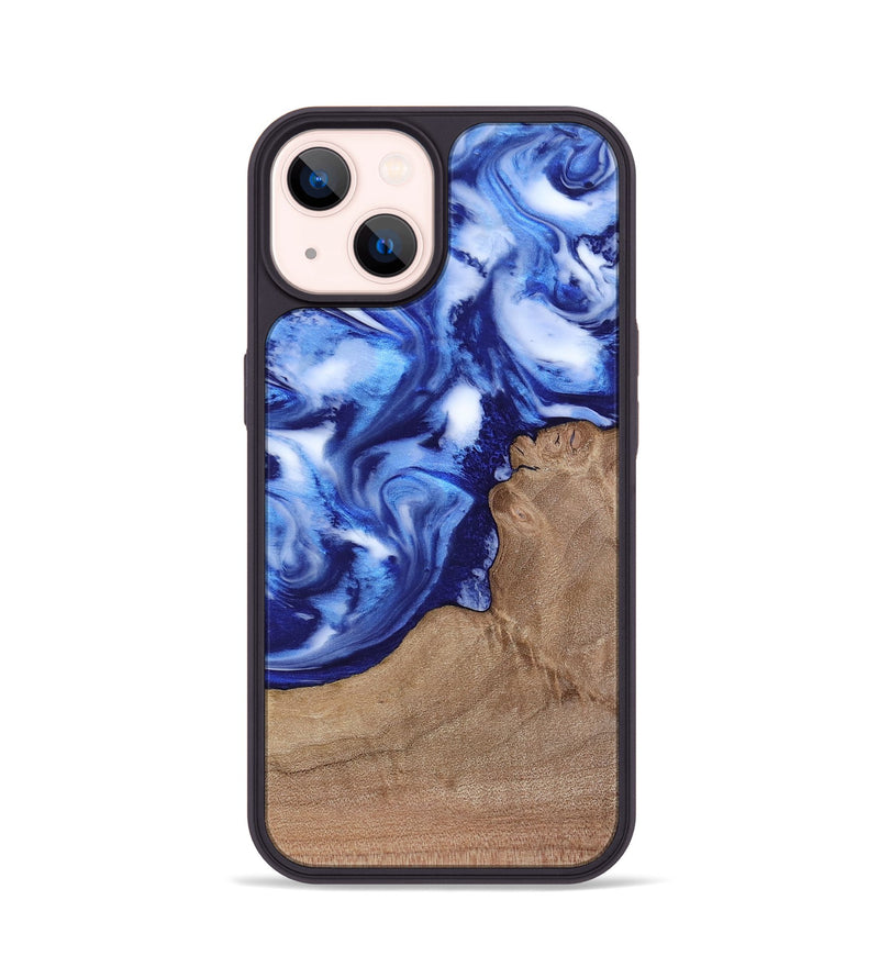iPhone 14 Wood Phone Case - Grey (Blue, 817129)