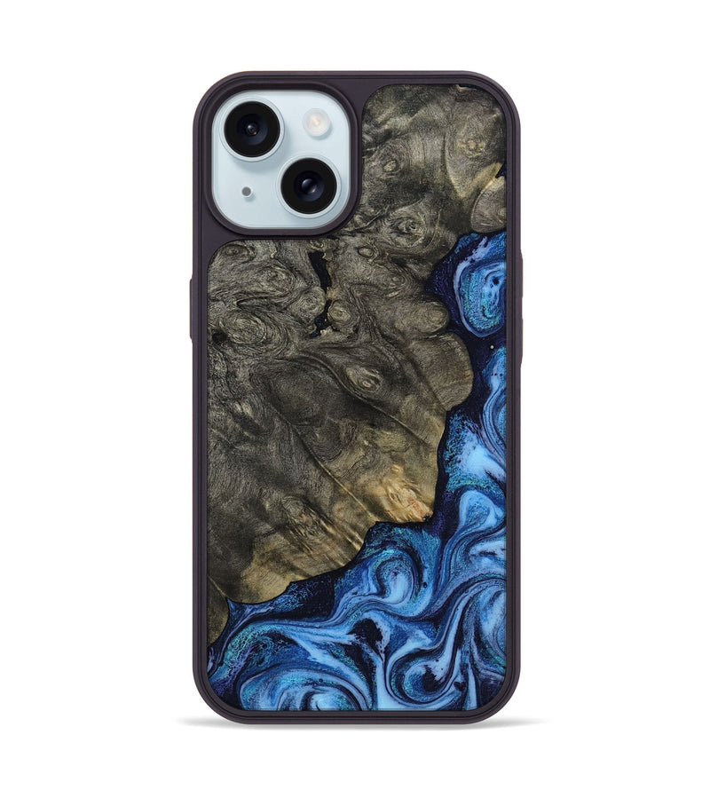 iPhone 15 Wood Phone Case - Albina (Blue, 817136)