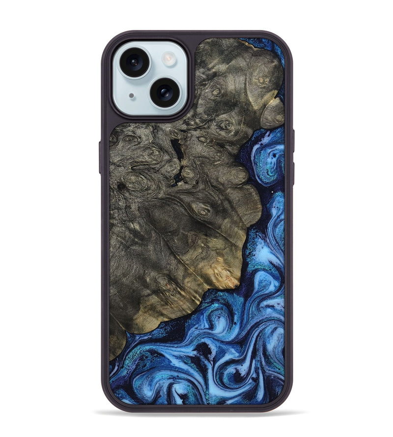 iPhone 15 Plus Wood Phone Case - Albina (Blue, 817136)