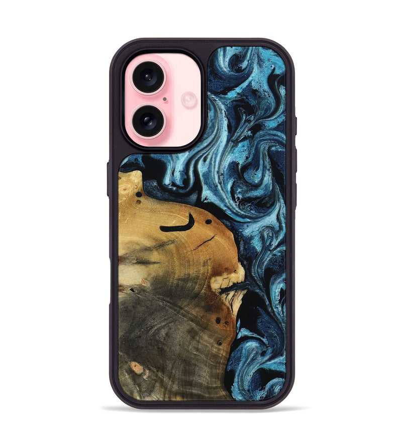 iPhone 16 Wood Phone Case - Shani (Blue, 817140)