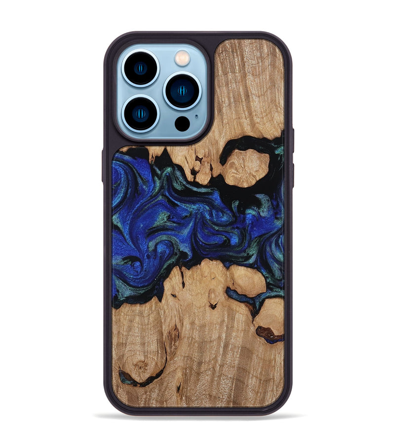 iPhone 14 Pro Max Wood Phone Case - Guy (Blue, 817143)