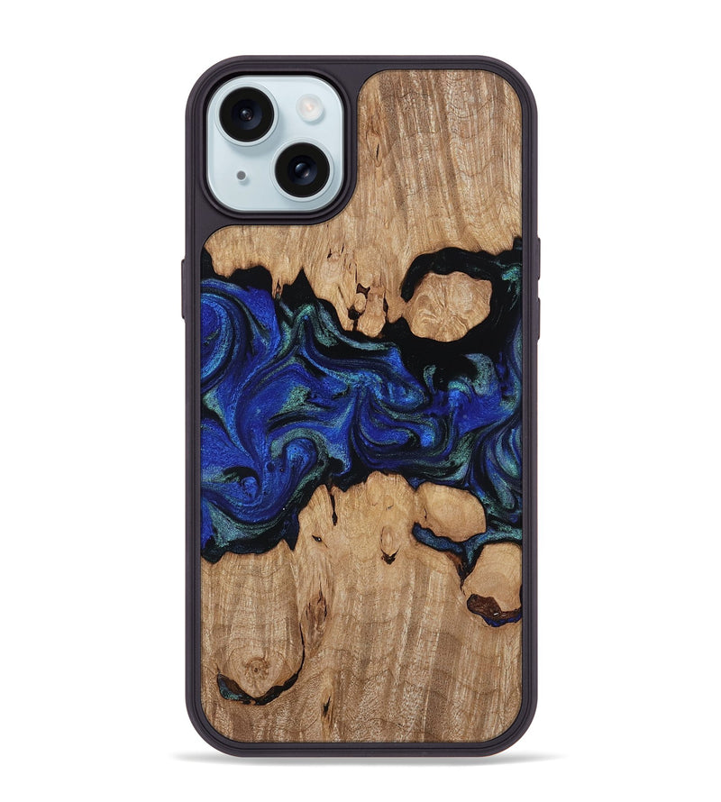 iPhone 15 Plus Wood Phone Case - Guy (Blue, 817143)