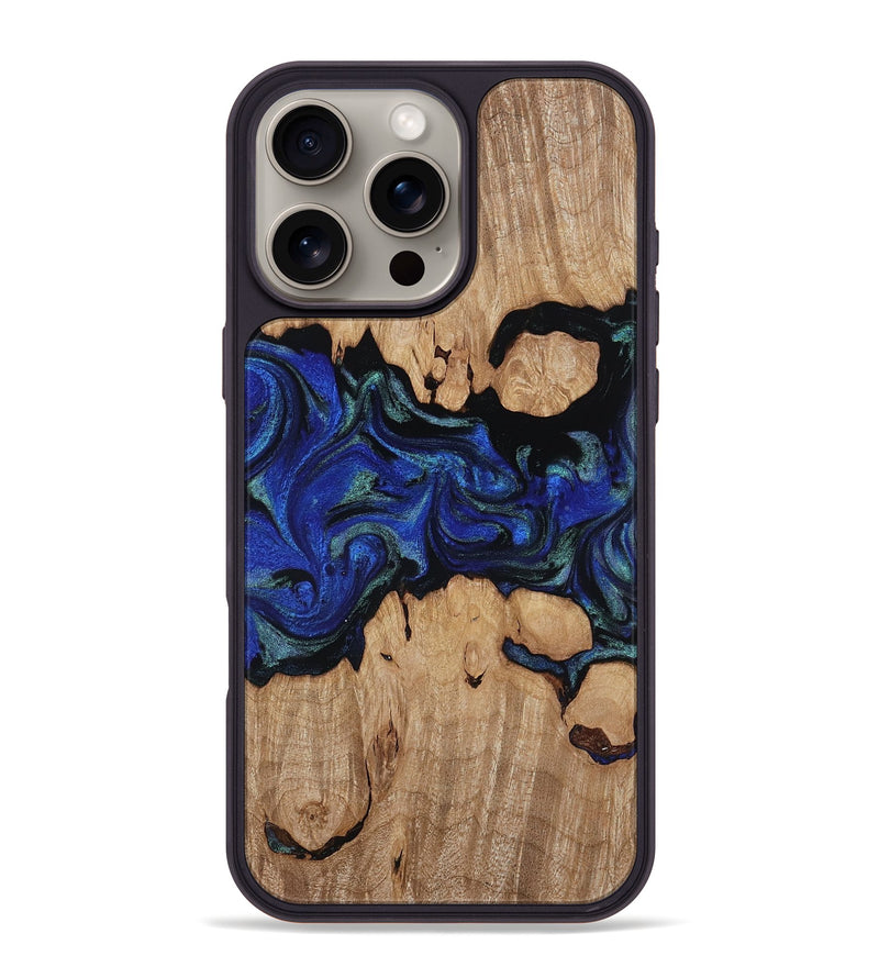 iPhone 16 Pro Max Wood Phone Case - Guy (Blue, 817143)