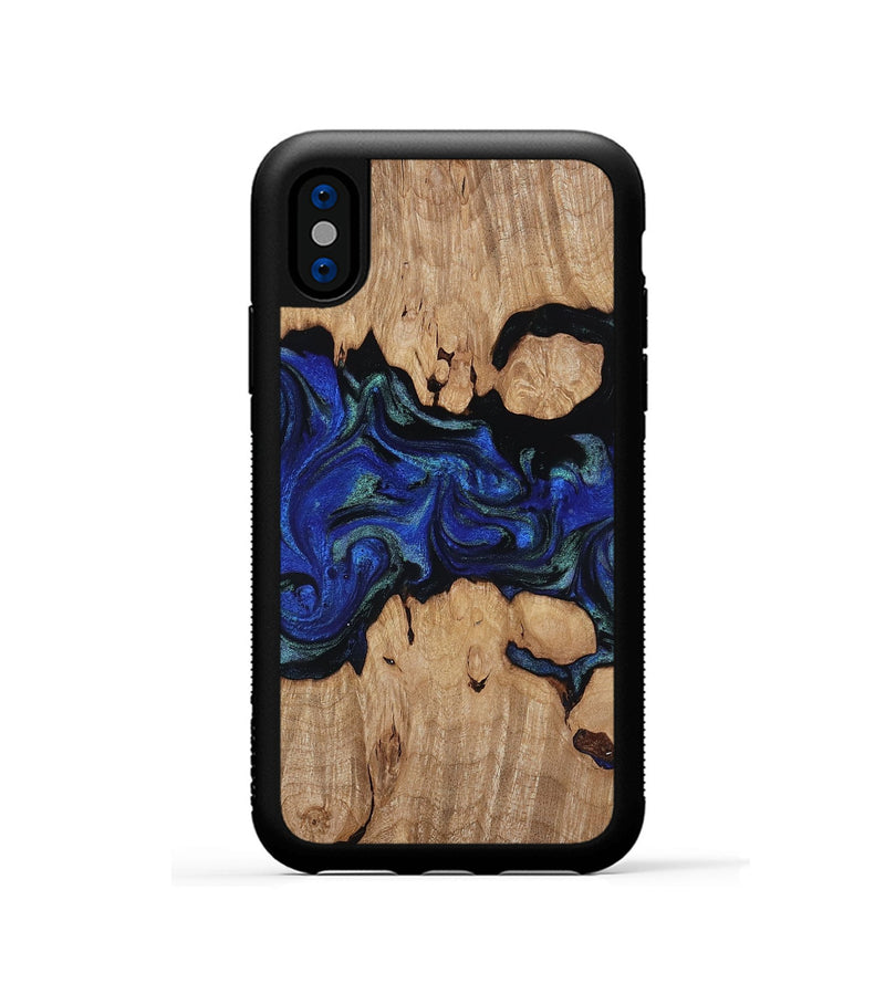 iPhone Xs Wood Phone Case - Guy (Blue, 817143)