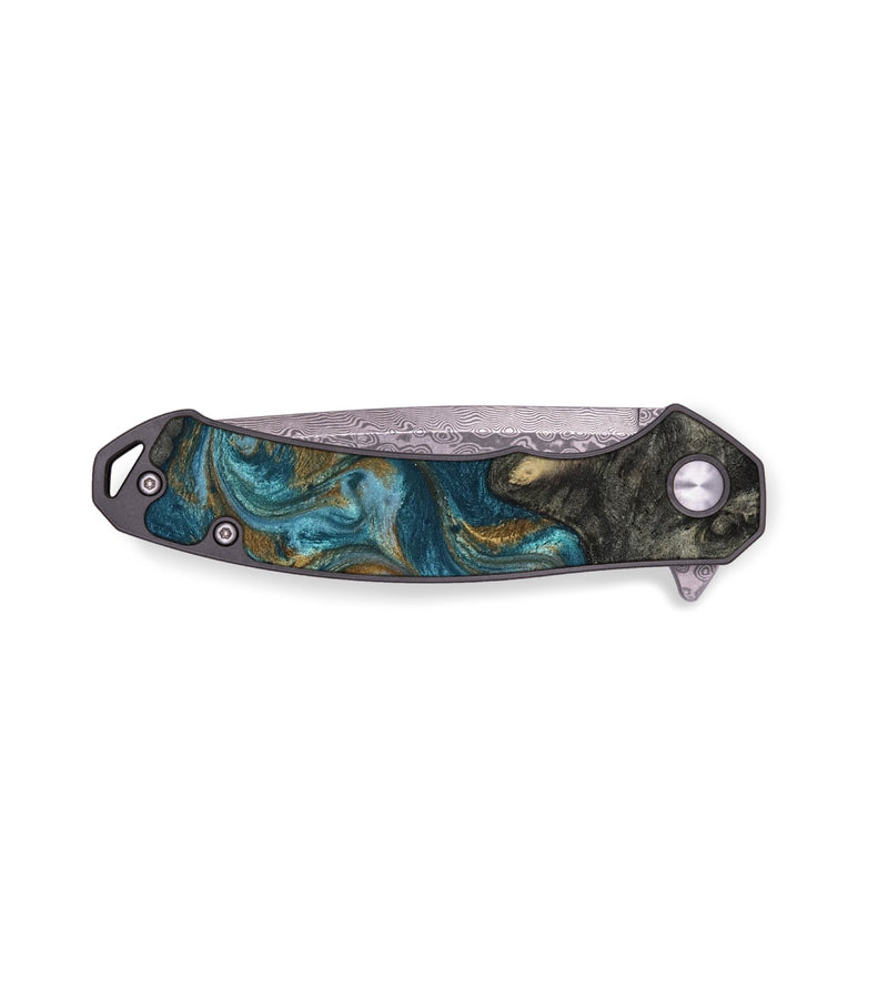EDC Wood Pocket Knife - Nannie (Teal & Gold, 817151)