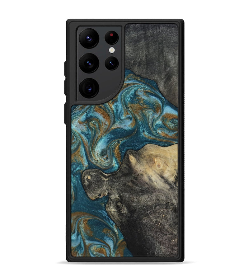 Galaxy S22 Ultra Wood Phone Case - Nannie (Teal & Gold, 817151)