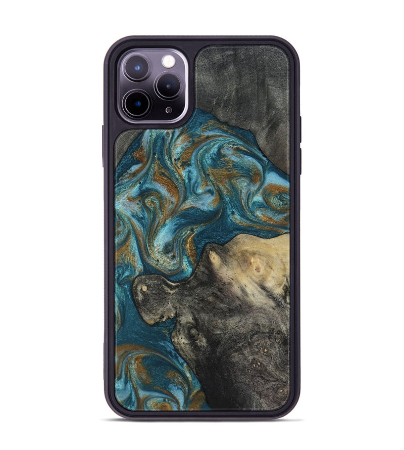 iPhone 11 Pro Max Wood Phone Case - Nannie (Teal & Gold, 817151)