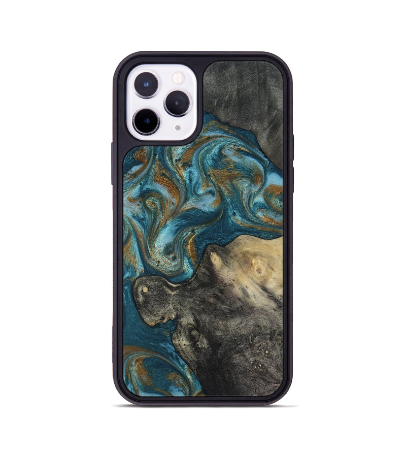 iPhone 11 Pro Wood Phone Case - Nannie (Teal & Gold, 817151)