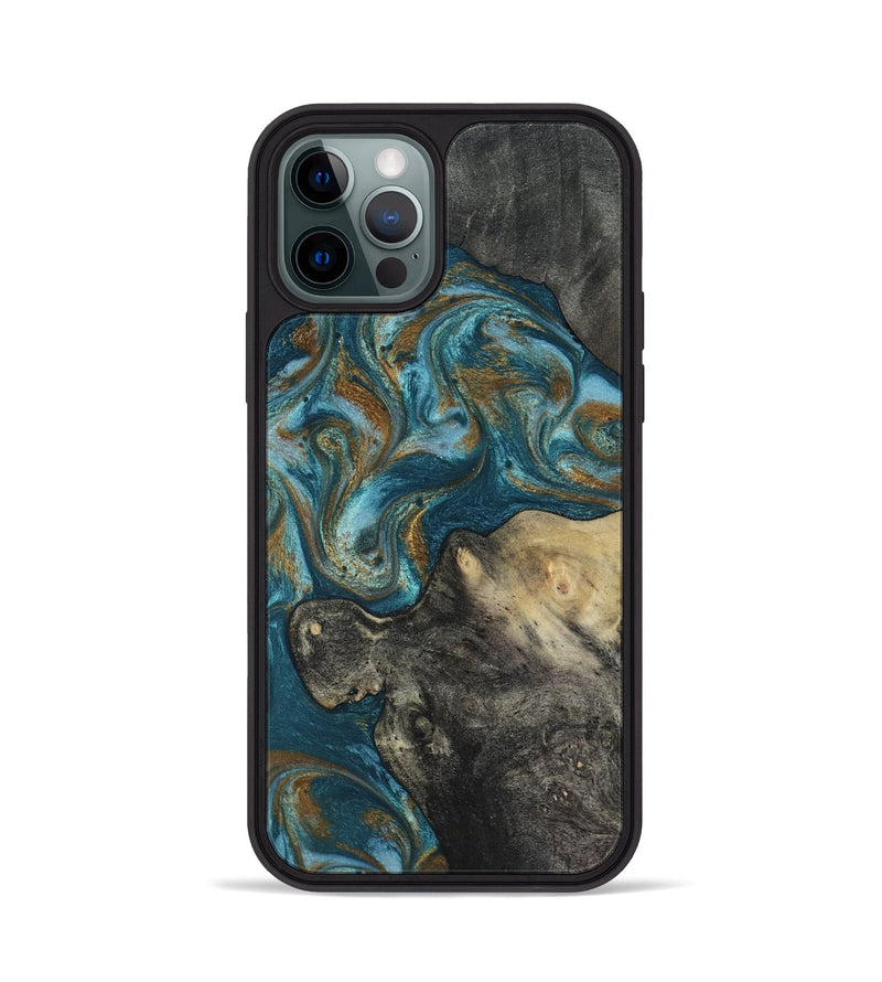 iPhone 12 Pro Wood Phone Case - Nannie (Teal & Gold, 817151)