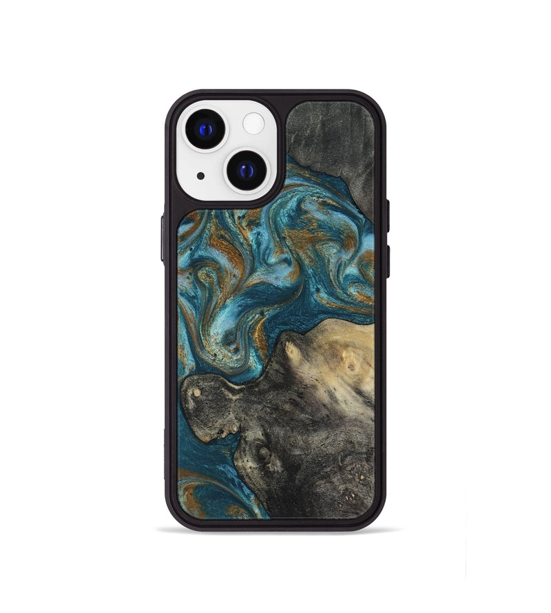 iPhone 13 mini Wood Phone Case - Nannie (Teal & Gold, 817151)