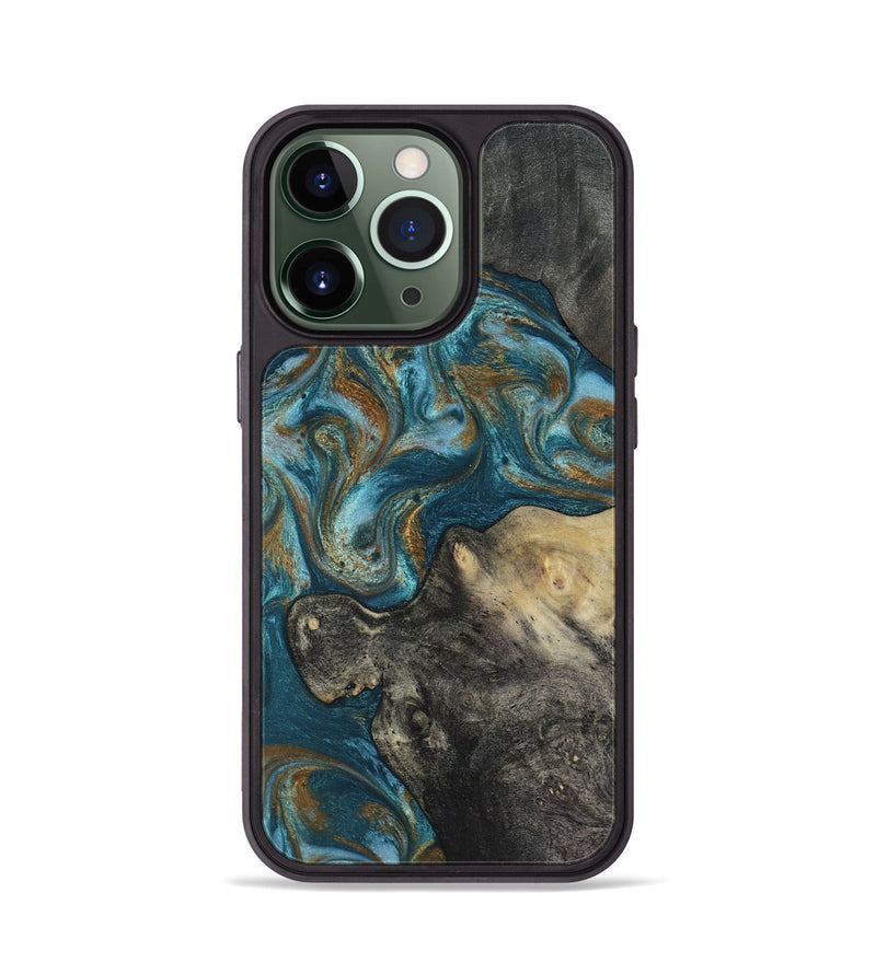 iPhone 13 Pro Wood Phone Case - Nannie (Teal & Gold, 817151)