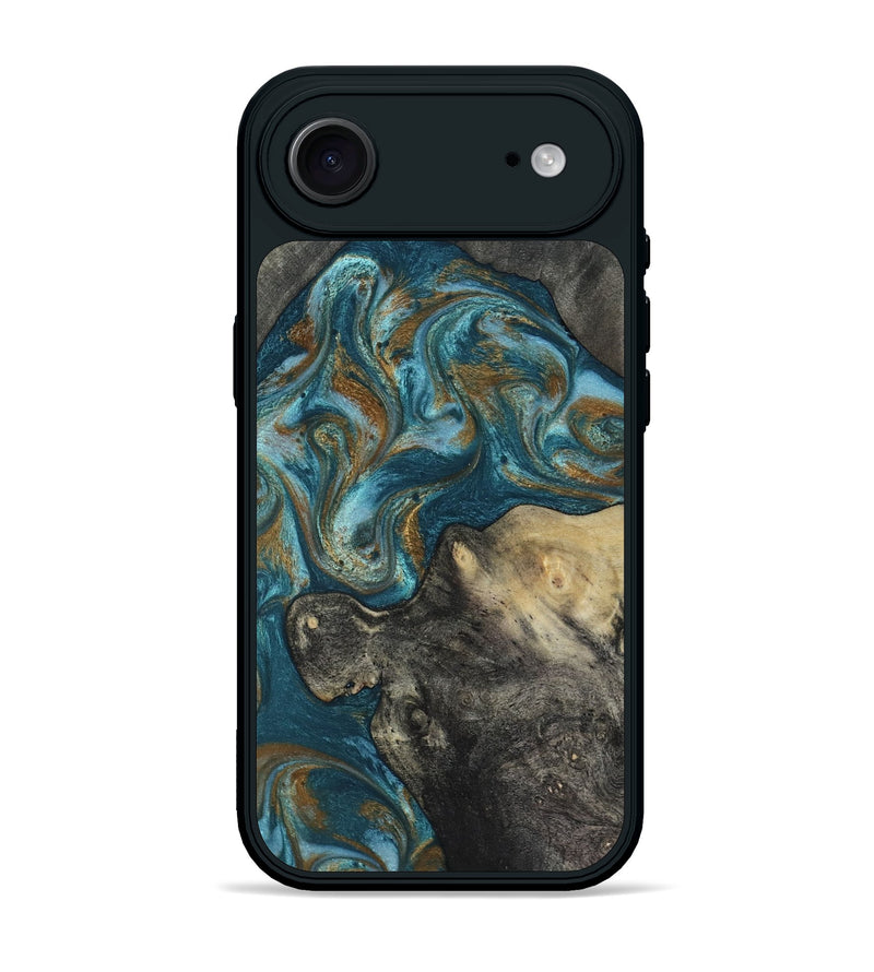 iPhone 17 Air Wood Phone Case - Nannie (Teal & Gold, 817151)