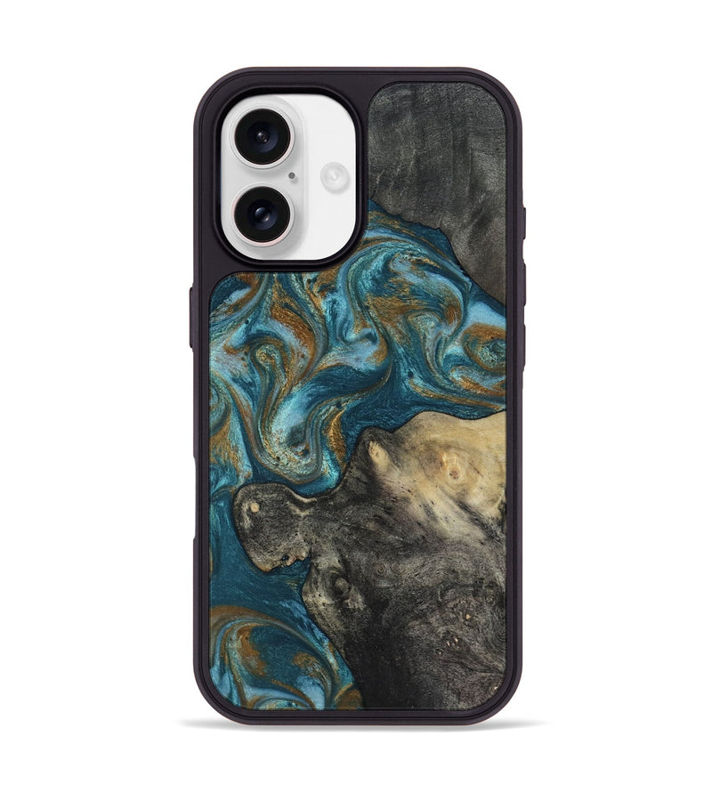 iPhone 17 Wood Phone Case - Nannie (Teal & Gold, 817151)