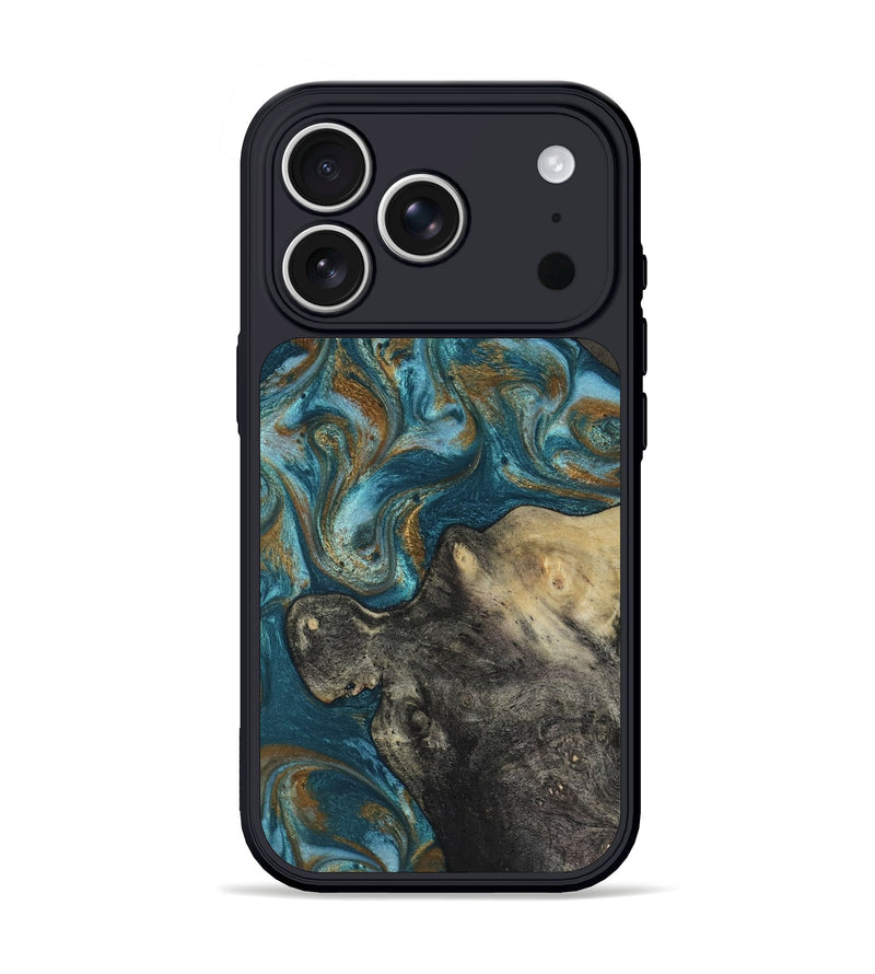 iPhone 17 Pro Wood Phone Case - Nannie (Teal & Gold, 817151)