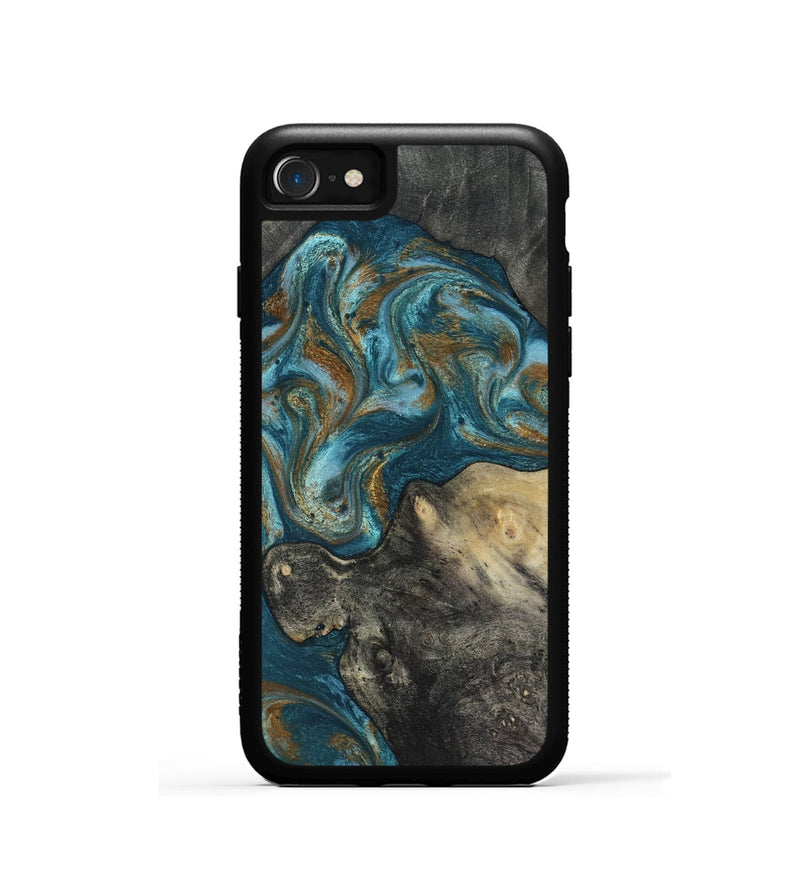iPhone SE Wood Phone Case - Nannie (Teal & Gold, 817151)
