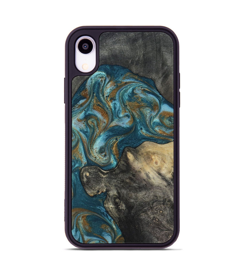 iPhone Xr Wood Phone Case - Nannie (Teal & Gold, 817151)