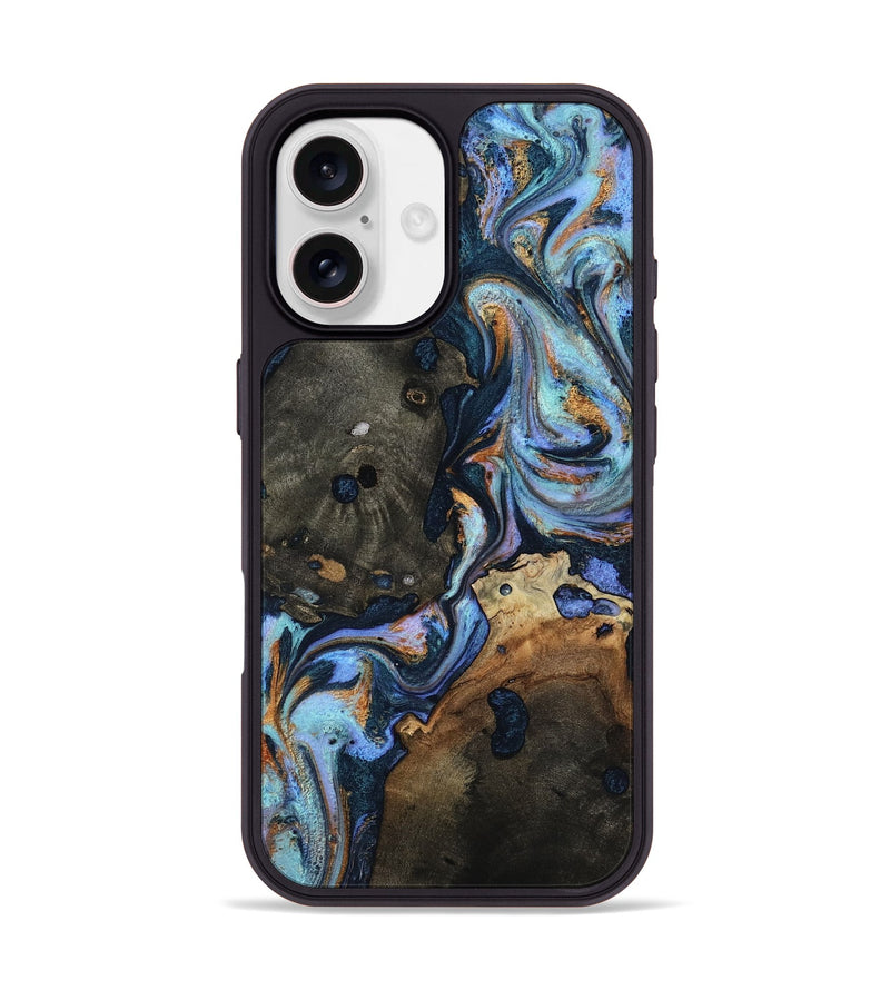 iPhone 17 Wood Phone Case - Madelyn (Teal & Gold, 817152)
