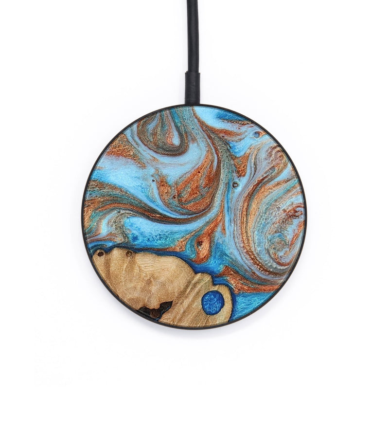 Circle Wood Wireless Charger - Shay (Teal & Gold, 817155)