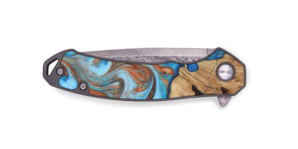 EDC Wood Pocket Knife - Shay (Teal & Gold, 817155)