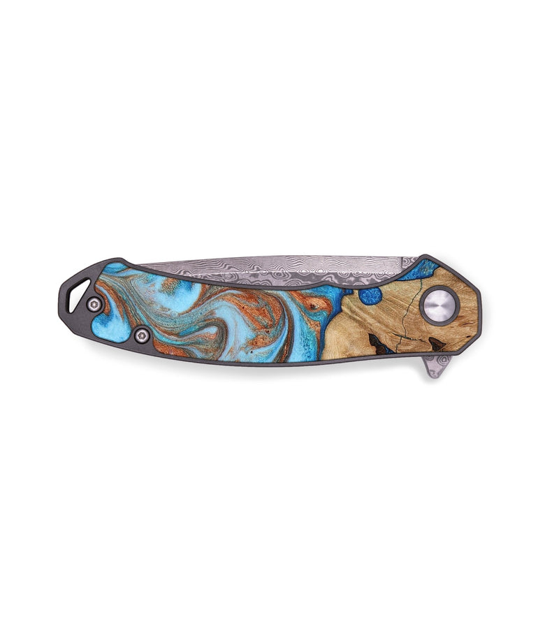 EDC Wood Pocket Knife - Shay (Teal & Gold, 817155)