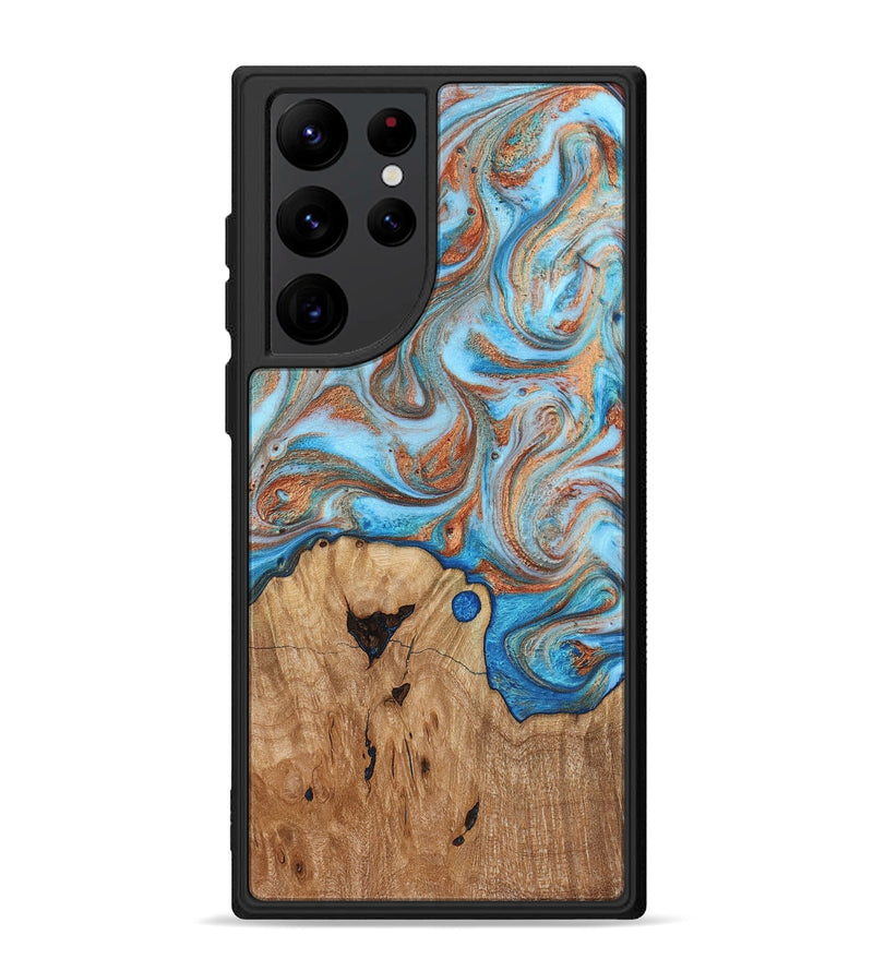 Galaxy S22 Ultra Wood Phone Case - Shay (Teal & Gold, 817155)