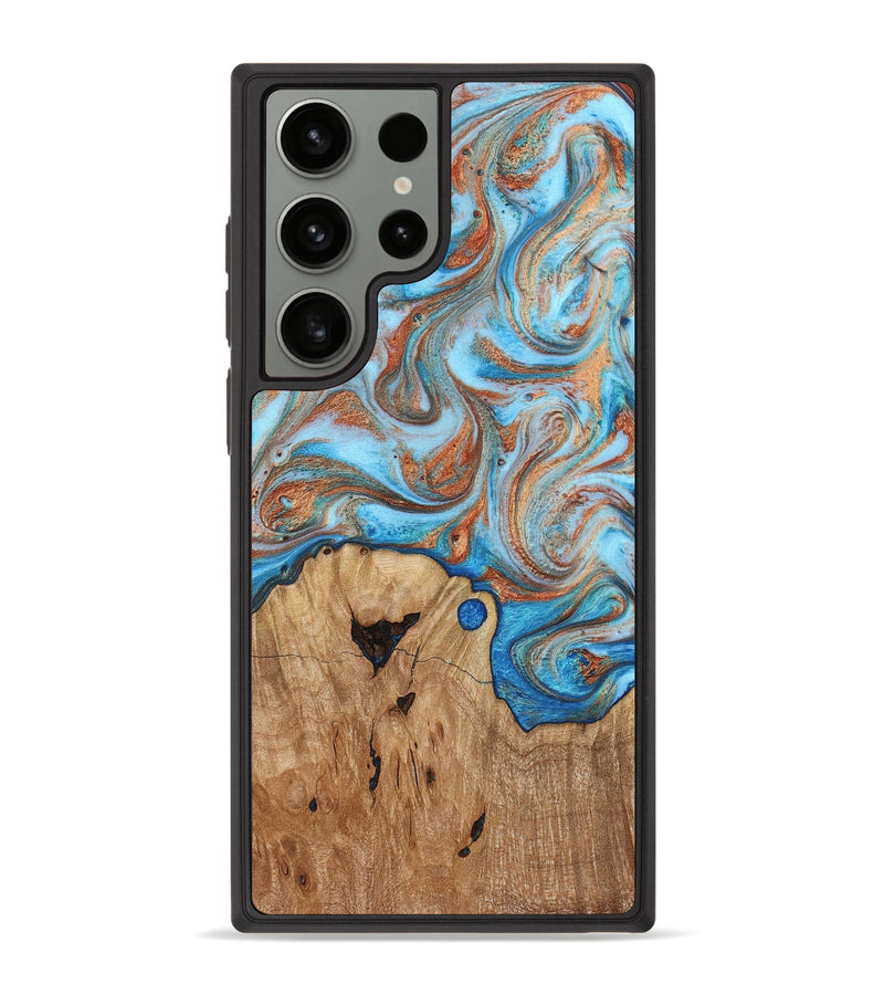 Galaxy S23 Ultra Wood Phone Case - Shay (Teal & Gold, 817155)