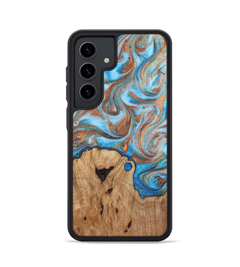 Galaxy S24 Wood Phone Case - Shay (Teal & Gold, 817155)