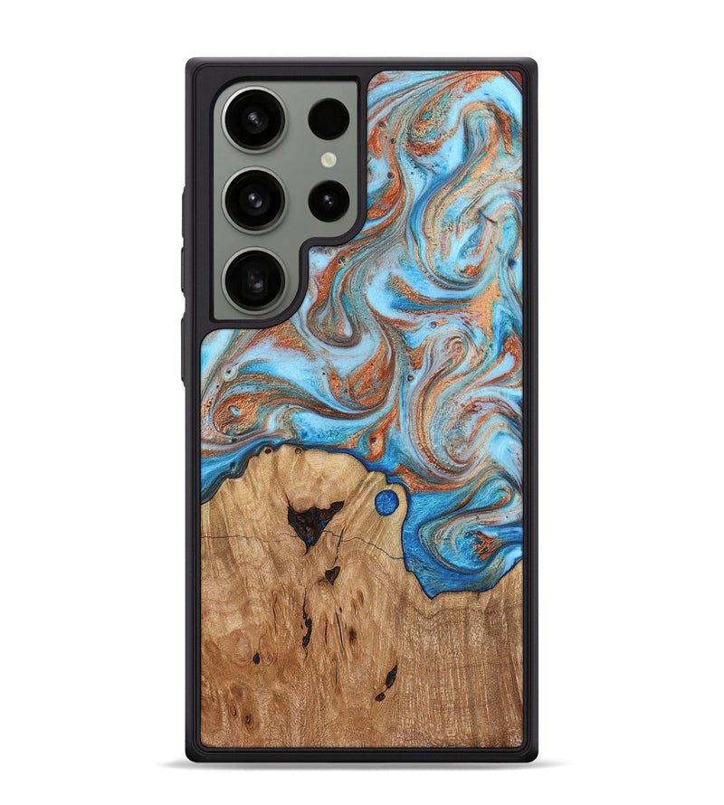 Galaxy S24 Ultra Wood Phone Case - Shay (Teal & Gold, 817155)