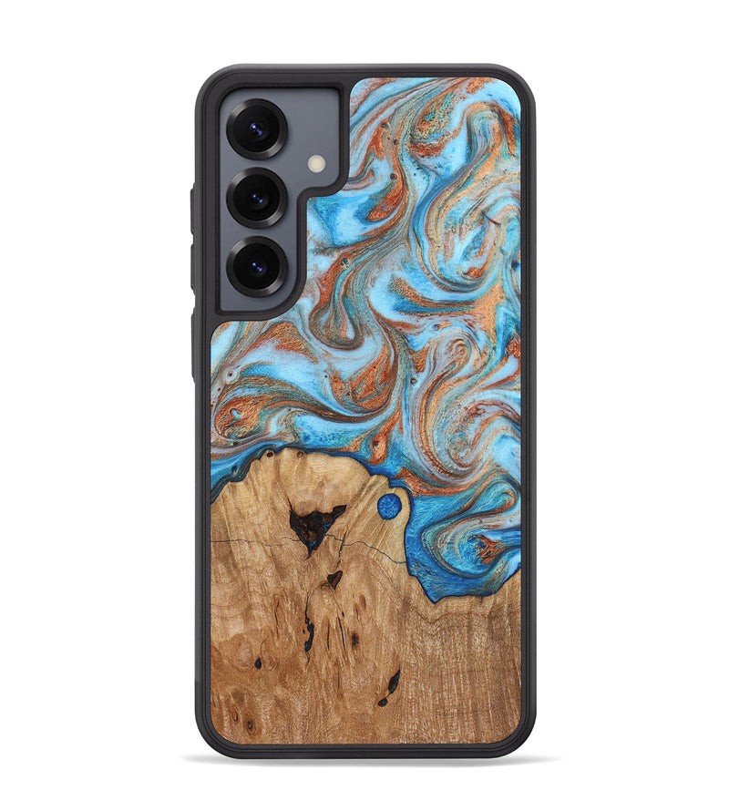 Galaxy S25 Plus Wood Phone Case - Shay (Teal & Gold, 817155)