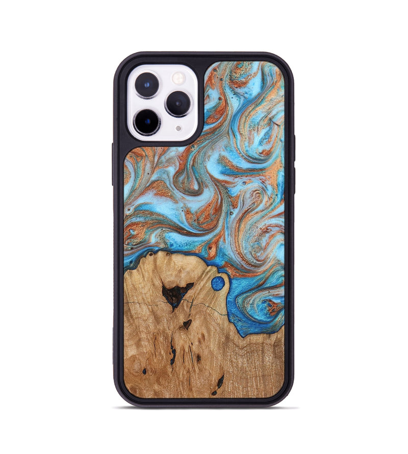 iPhone 11 Pro Wood Phone Case - Shay (Teal & Gold, 817155)