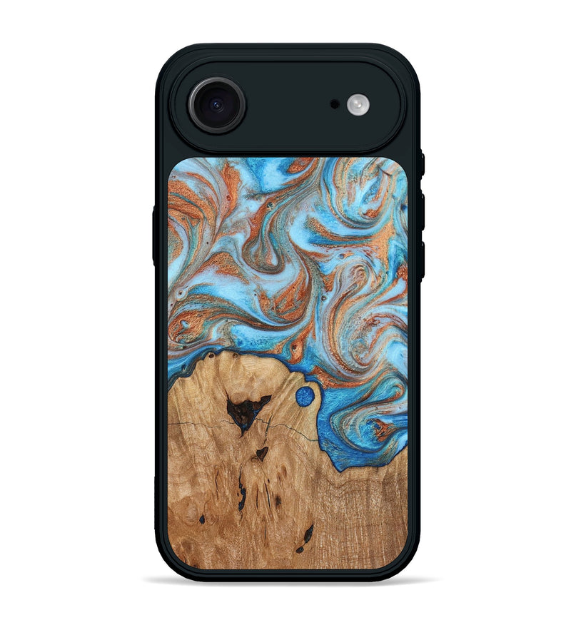 iPhone 17 Air Wood Phone Case - Shay (Teal & Gold, 817155)