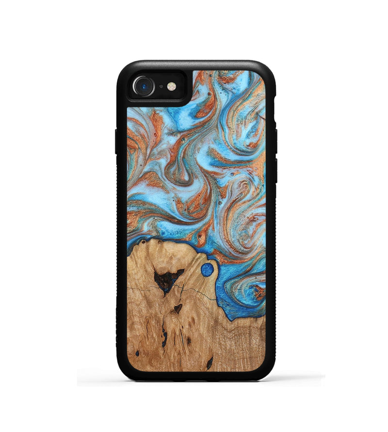iPhone SE Wood Phone Case - Shay (Teal & Gold, 817155)