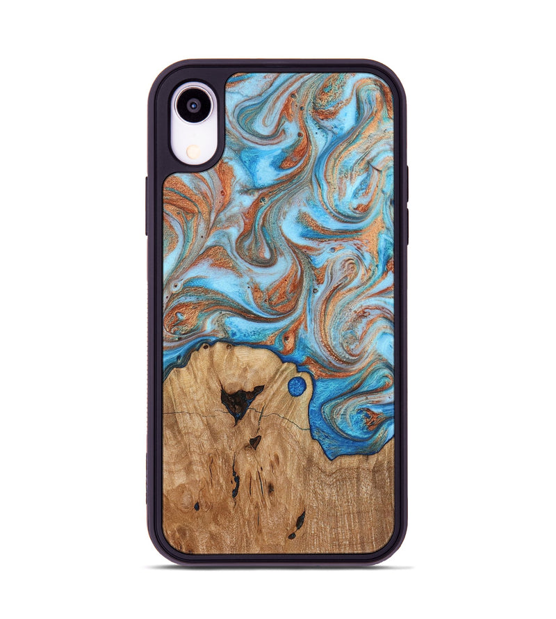 iPhone Xr Wood Phone Case - Shay (Teal & Gold, 817155)