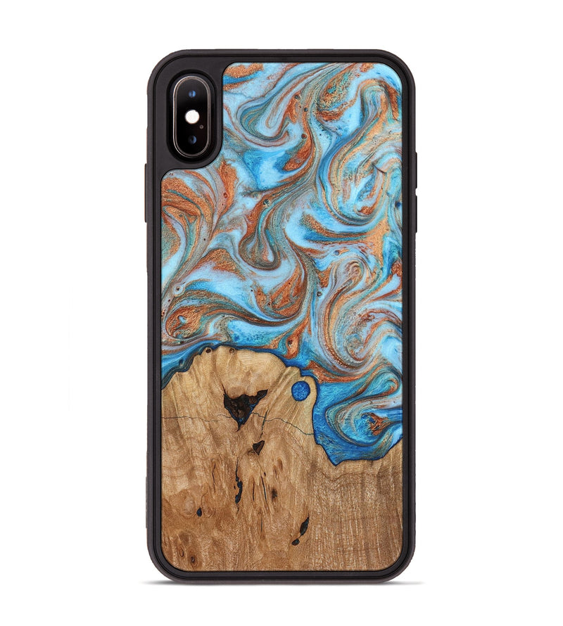 iPhone Xs Max Wood Phone Case - Shay (Teal & Gold, 817155)
