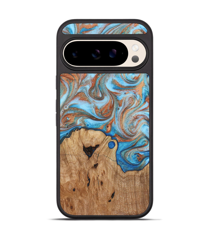 Pixel 10 Wood Phone Case - Shay (Teal & Gold, 817155)