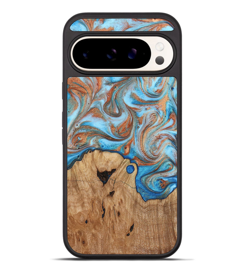 Pixel 10 Pro XL Wood Phone Case - Shay (Teal & Gold, 817155)