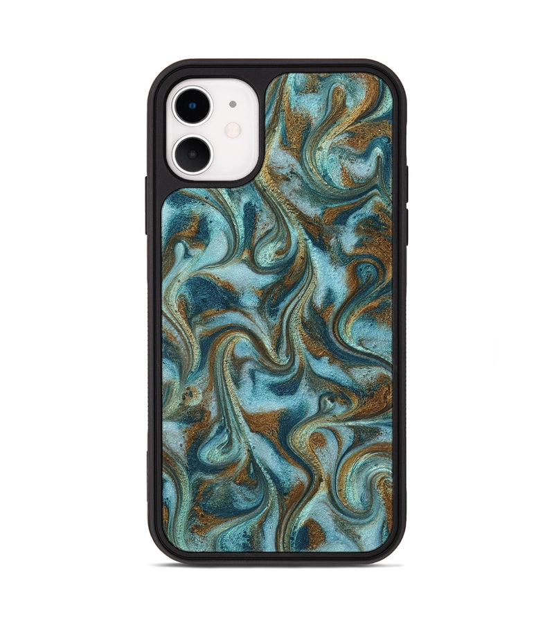 iPhone 11 ResinArt Phone Case - Tea (Teal & Gold, 817156)