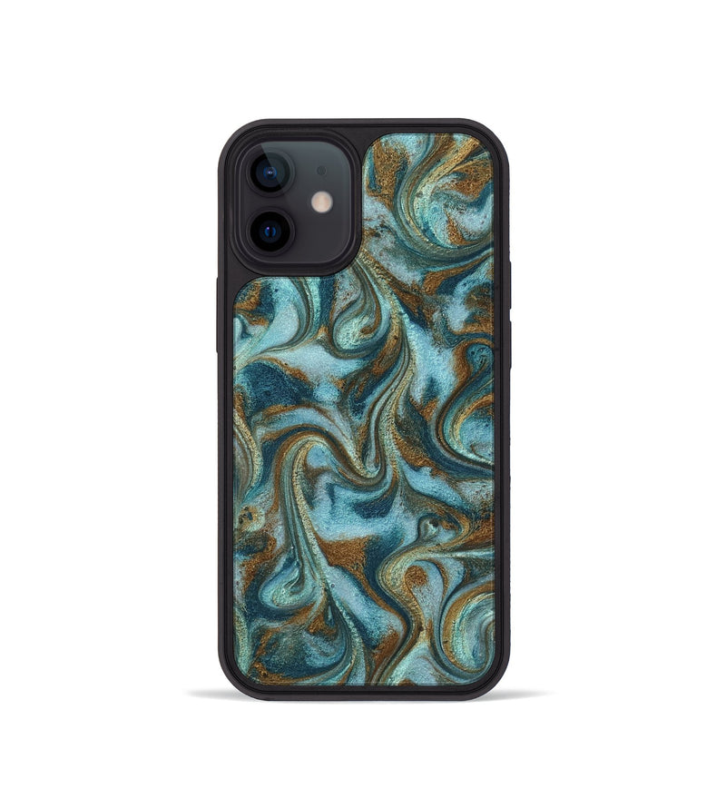 iPhone 12 mini ResinArt Phone Case - Tea (Teal & Gold, 817156)