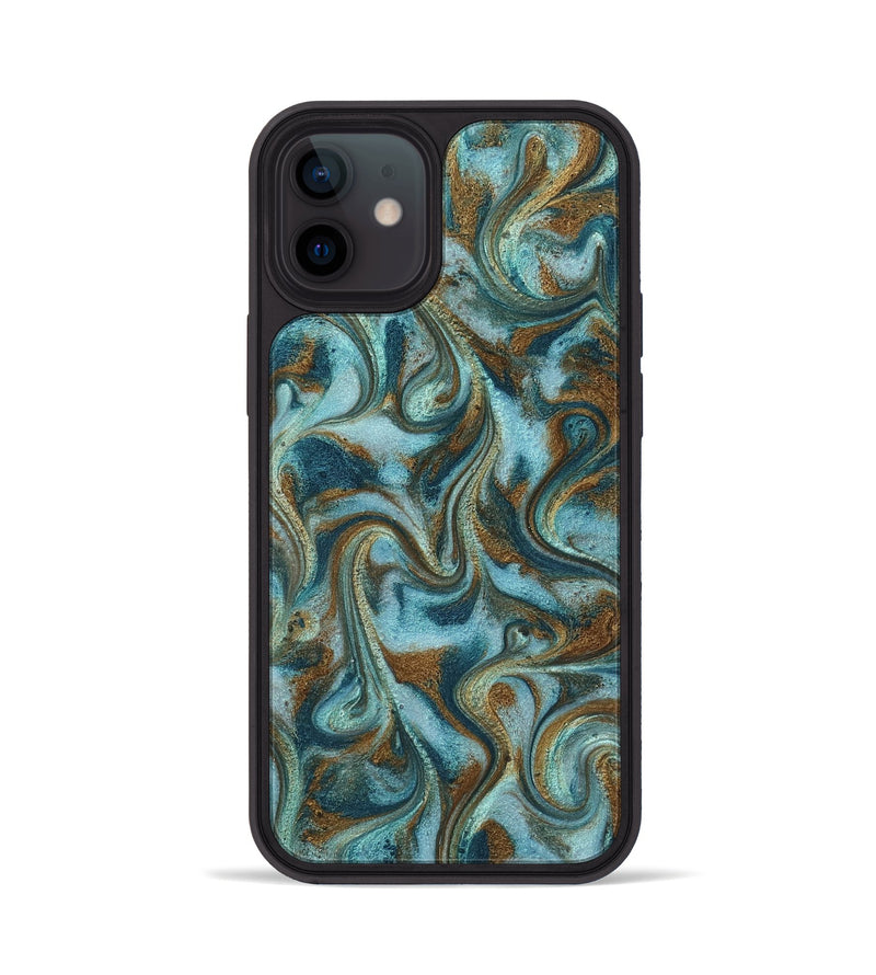 iPhone 12 ResinArt Phone Case - Tea (Teal & Gold, 817156)