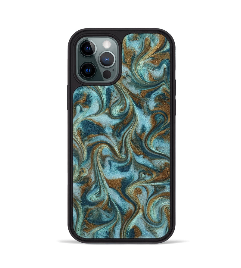 iPhone 12 Pro ResinArt Phone Case - Tea (Teal & Gold, 817156)