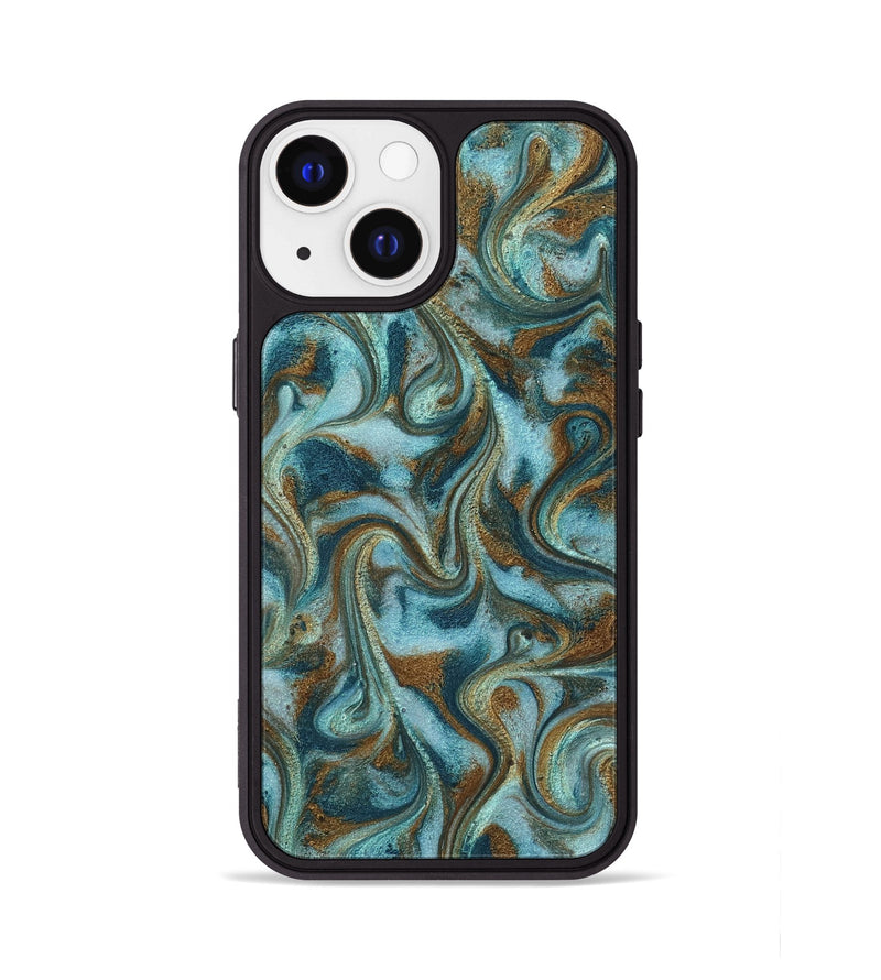 iPhone 13 ResinArt Phone Case - Tea (Teal & Gold, 817156)